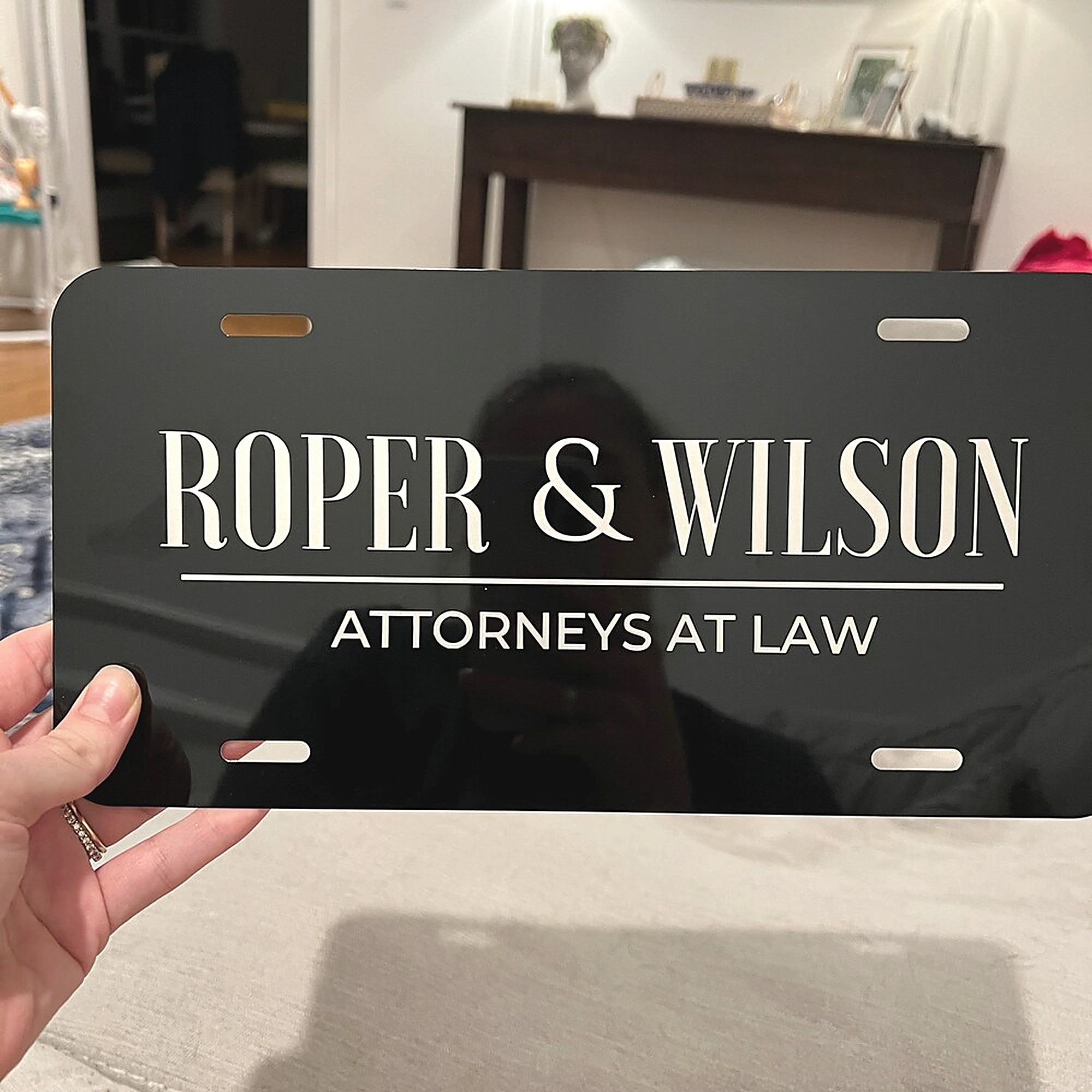 Custom name engraved stainless steel license plate cover